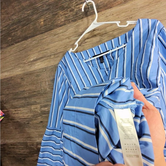 White House Black Market Blue Striped Blouse - Picture 6 of 10